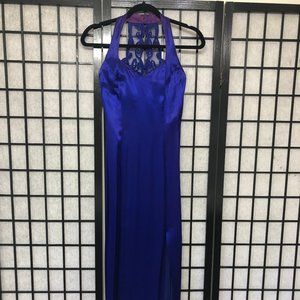 Vintage Jessica McClintock Gunne Sax 3/4 XS Purple Dress Sexy Prom Slit 90s B1